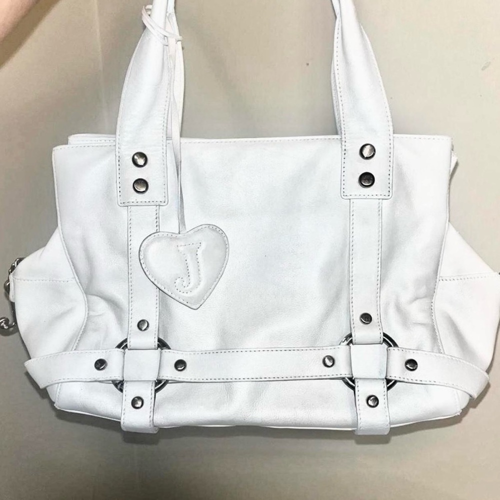 Y2K Vintage 2004 P&G ERA Authentic Juicy Couture White Leather Shoulder Bag